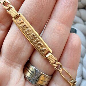 *SOLD* 14K Gold ID Bracelet 6"-6.25" 5.6g Stamped Jessica